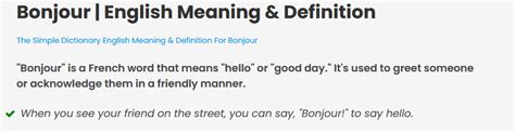 bonjour: meaning, synonyms .